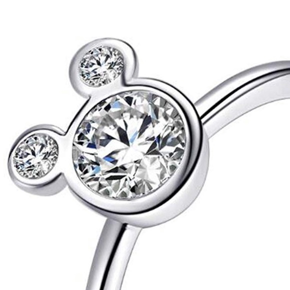 LAST ONE Silver Mickey Minnie Mouse Ring CZ 925 - Picture 2 of 2